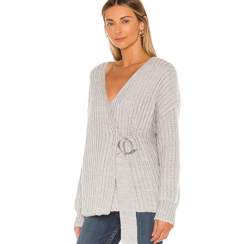 Tularosa | Helen Wrap Sweater in Light Grey NEW